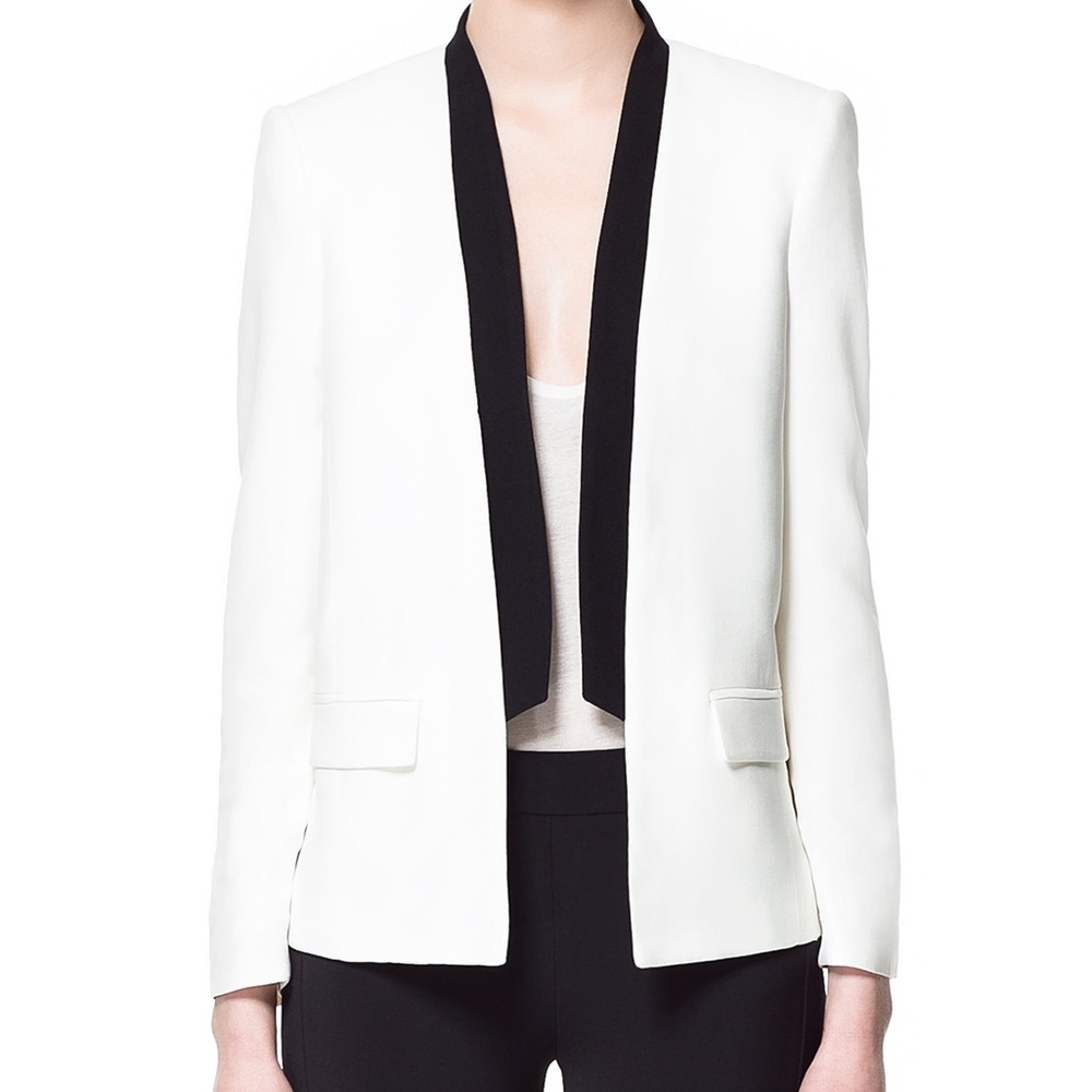 zara white tuxedo blazer